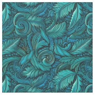 Tissu Cuir élégant turquoise travaillé