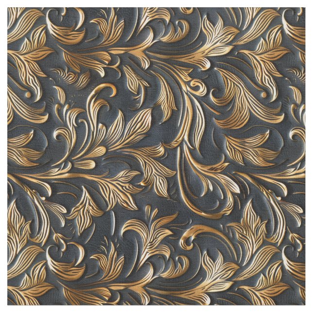 Tissu Cuir noir festif orné d'or (Fermer)