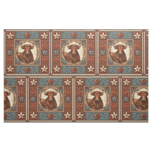 Tissu Cuir Occidental Imprimer Turquoise Brown Avec Stee