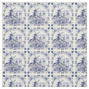 Tissu Cuisine à vent hollandaise Vintage Sailboat Delft