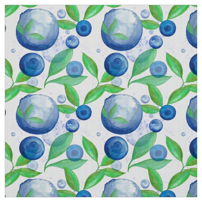 Tissu Cuisine Motif couleur d'eau Blueberries (Échantillon)