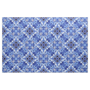 Tissu Cuisine Vintage Hollandaise Delft Blue Floral
