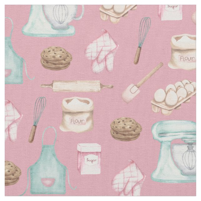 Tissu Cuisson à l'aquarelle rose (Fermer)