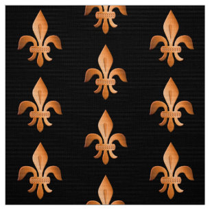 Tissu Cuivre Fleur-De-lis sur le noir