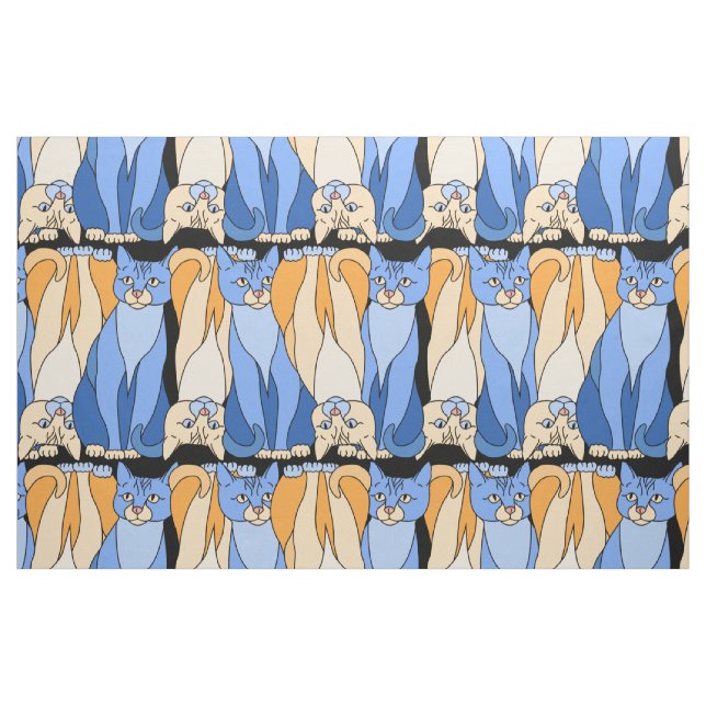 Tissu curieux de minous (Lori Corbett) (Fat Quarter)