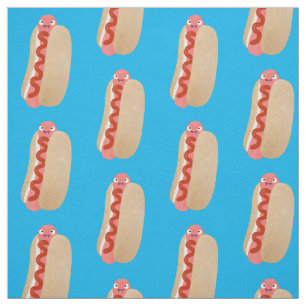Tissu Curieux hot dog Weiner dessin animé