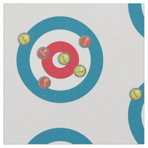 Tissu curling Maison et pierres de curling vue du haut