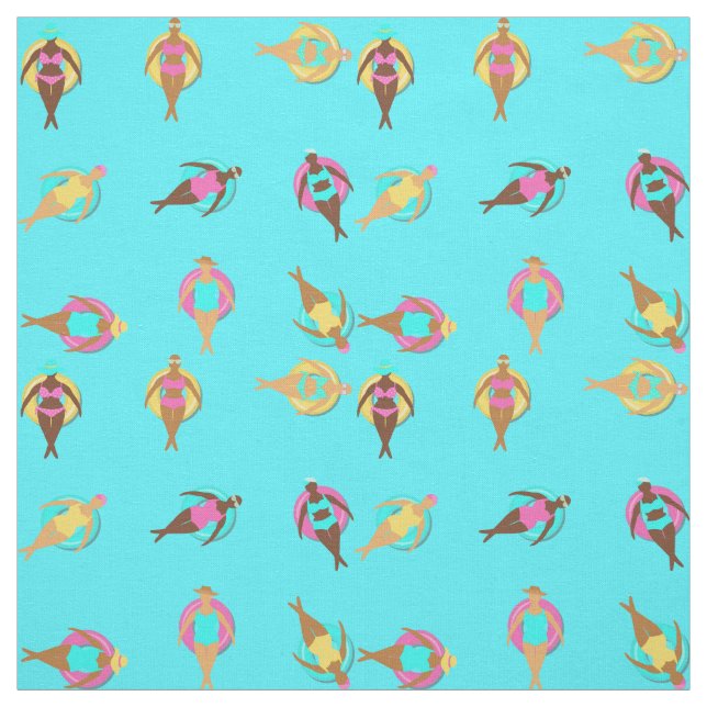 Tissu Curvy Melanin Femmes Amis à la piscine (Échantillon)