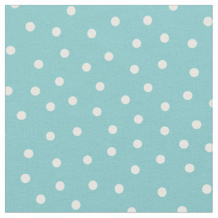Tissu Customisez vos propres pois blancs en turquoise