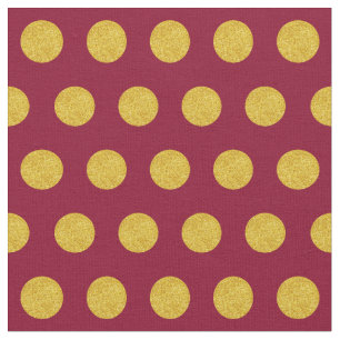 Tissu Customisez votre propre motif pois en or en rouge
