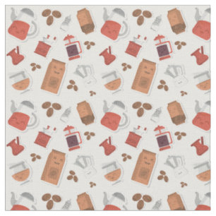 Tissu Cute Amateurs de café Caféine Theme Kawaii Motif