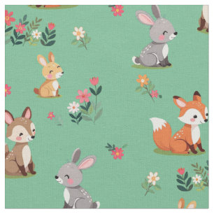 Tissu Cute animal des bois