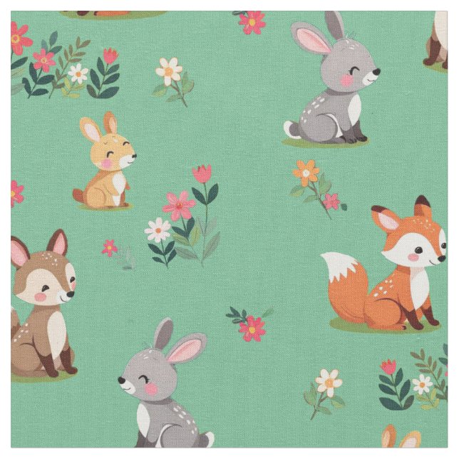 Tissu Cute animal des bois (Fermer)