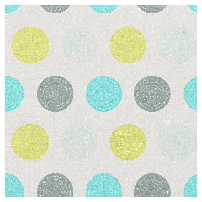Tissu Cute Aqua Mint Blue Yellow Polka Dot Motif (Fermer)