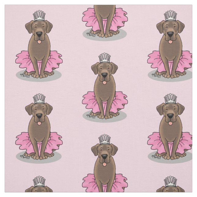 Tissu Cute Ballet Princesse Chocolat Labrador Retriever (Échantillon)