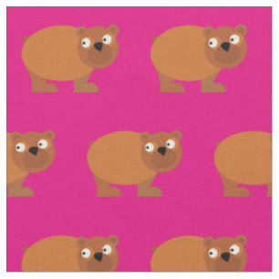 Tissu Cute Brown ours bébé bébé Nursery Hot rose