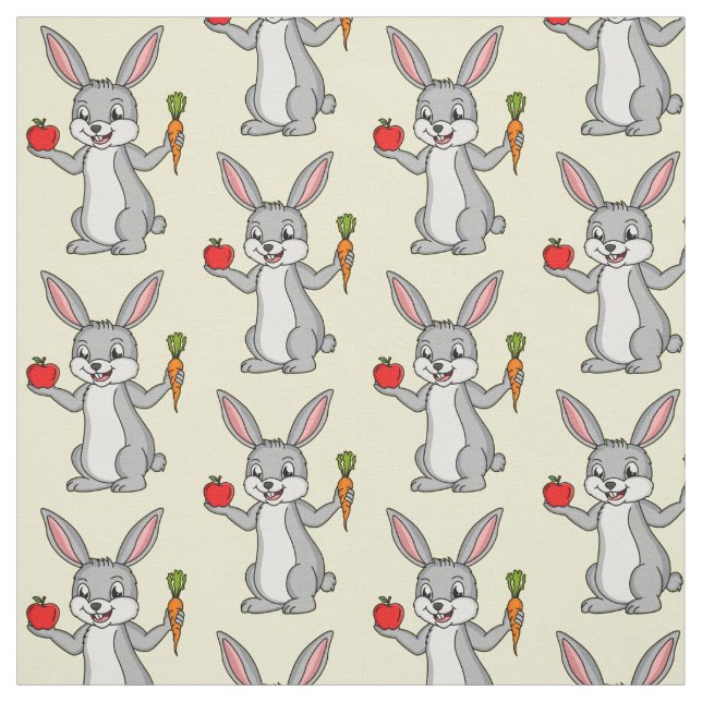 Tissu Cute bunny rabbit with vegetables (Échantillon)