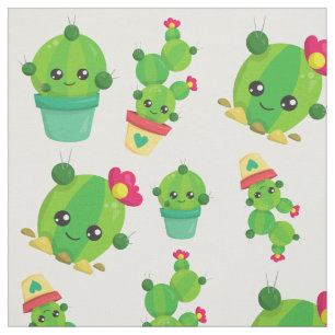 Tissu Cute Cactus, Green Cactus, Motif Cactus