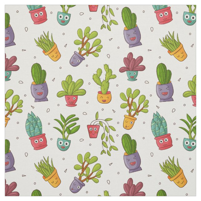 Tissu Cute Cactus Nature Succulents Motif (Échantillon)