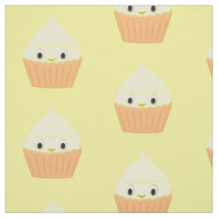 Tissu Cute Cartoon Citron Cupcake Motif de répétition