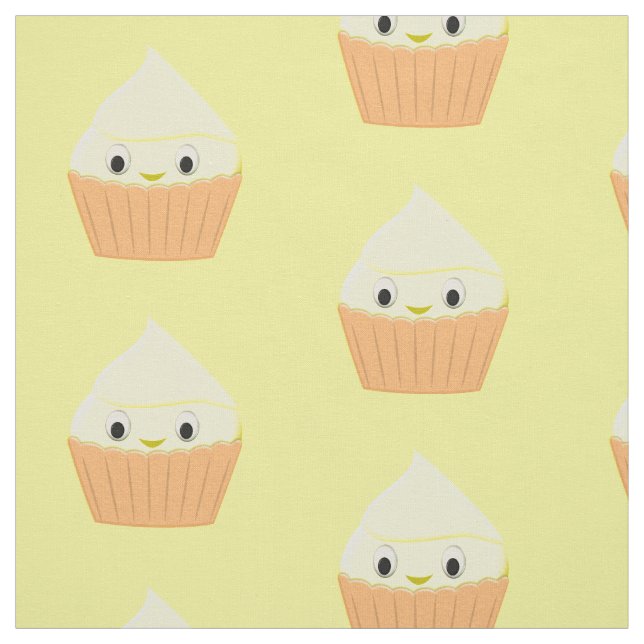 Tissu Cute Cartoon Citron Cupcake Motif de répétition (Échantillon)
