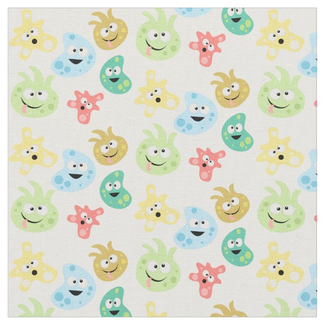 Tissu Cute Cartoon Germs Virus Bacteria Microbe Fabric (Fermer)