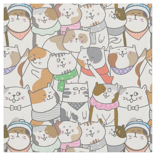 Tissu Cute Cats Fabric (Fermer)