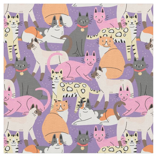 Tissu Cute Cats Fabric (Fermer)