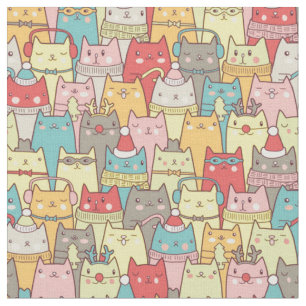 Tissu Cute chats de Noël