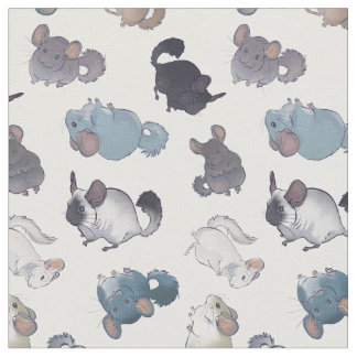 Tissu Cute Chinchilla Scatter de mignons animaux sur bla