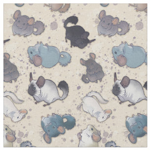 Tissu Cute Chinchilla Scatter De Mignons Animaux Sur Crè