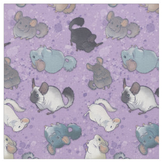 Tissu Cute Chinchilla Scatter de mignons animaux sur vio