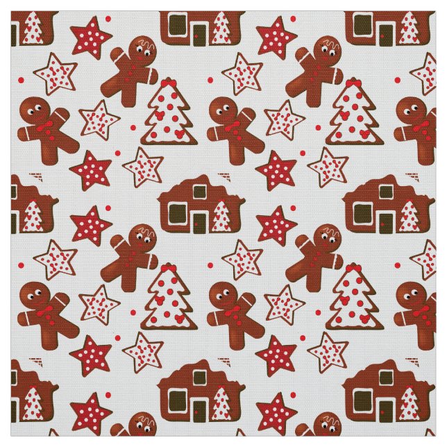 Tissu Cute Christmas Gingerbread Motif de cookies (Échantillon)