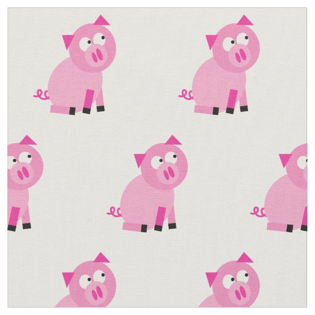 Tissu Cute Cochon Enfant Baby Nursery Farm Piggy Blanc (Fermer)