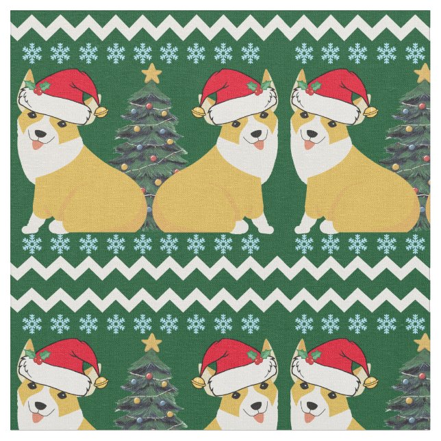 Tissu Cute Corgi Noël Père Noël (Fermer)