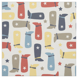Tissu Cute Cowboy Bottes et Stars Fabric