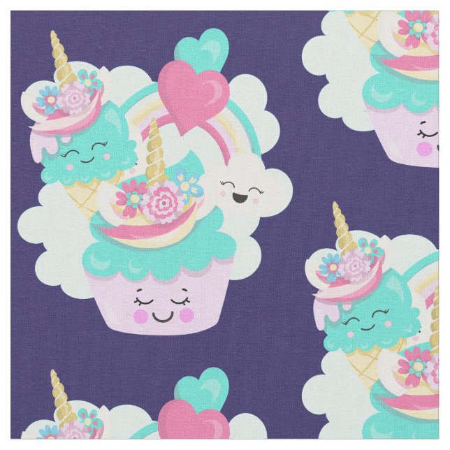 Tissu Cute Cupcake et Happy Ice Cream Motif (Fermer)