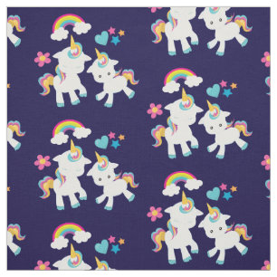 Tissu Cute Dancing Unicornes Magique Arc-en-ciel & Étoil