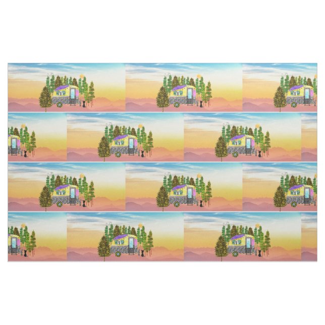 Tissu Cute et coloré Happy Camper Fabric (Yard)