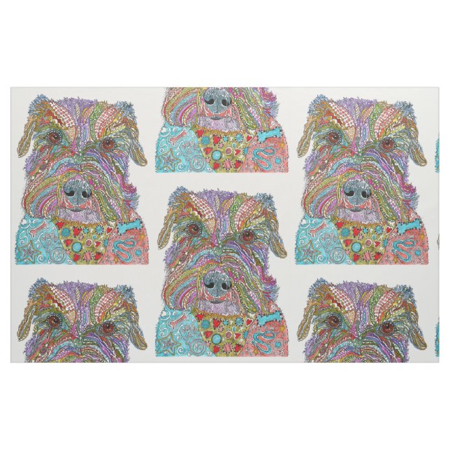 Tissu Cute et coloré Schnauzer Chien Fabric (Fat Quarter)