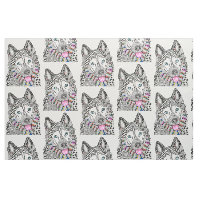 Tissu Cute et coloré Siberian Husky Fabric (Fat Quarter)