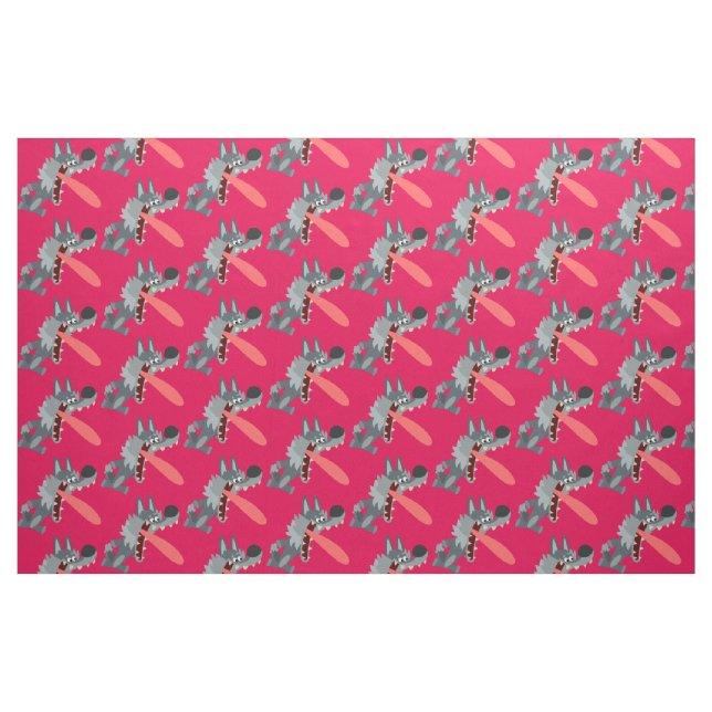 Tissu Cute Excitée Cartoon Wolf Fabric (Fat Quarter)