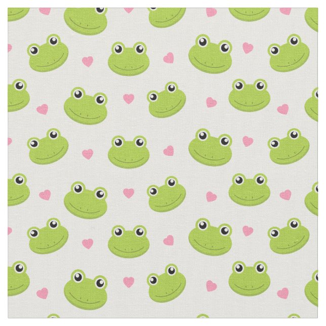 Tissu Cute Frog Visages & Coeurs Motif (Fermer)