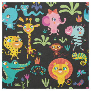 Tissu Cute Funny African Safari Animaux Nursery