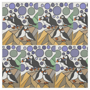 Tissu Cute Funny Puffin Birds Abstraits