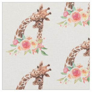 Tissu Cute Giraffe Aquarelle Maman & Bébé