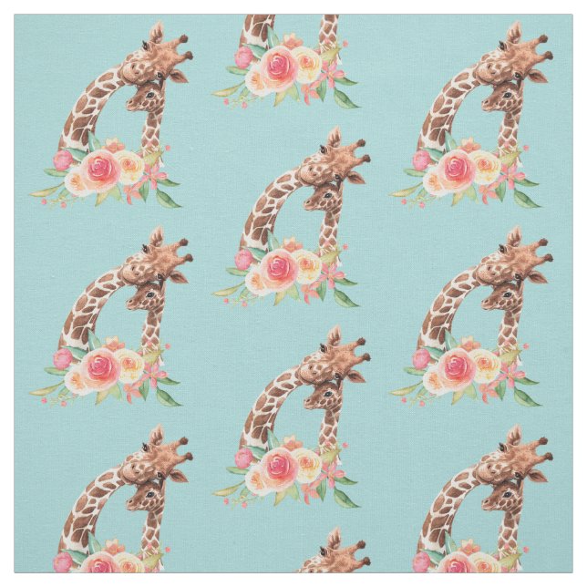 Tissu Cute Giraffe Aquarelle Maman & Bébé (Échantillon)