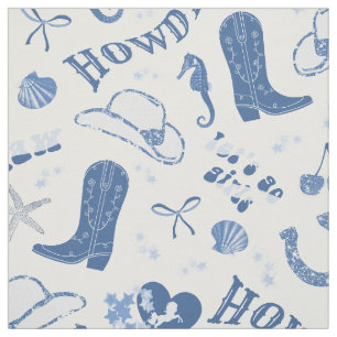 Tissu Cute Girl Blue Coastal Cowgirl Motif esthétique