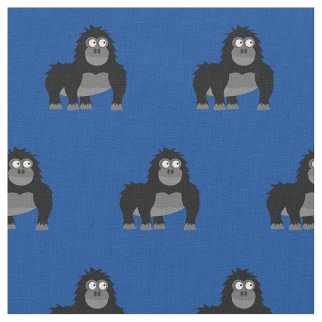 Tissu Cute Gorilla Enfant Nourriture Bleu Ape (Fermer)