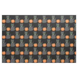 Tissu Cute Halloween Chat et Citrouille Motif